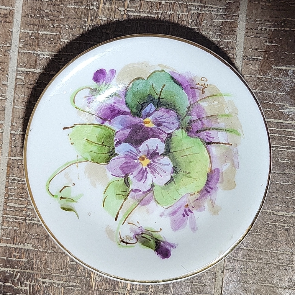 Vintage Wesley China Hand Painted Trinket Dish Signed Leo